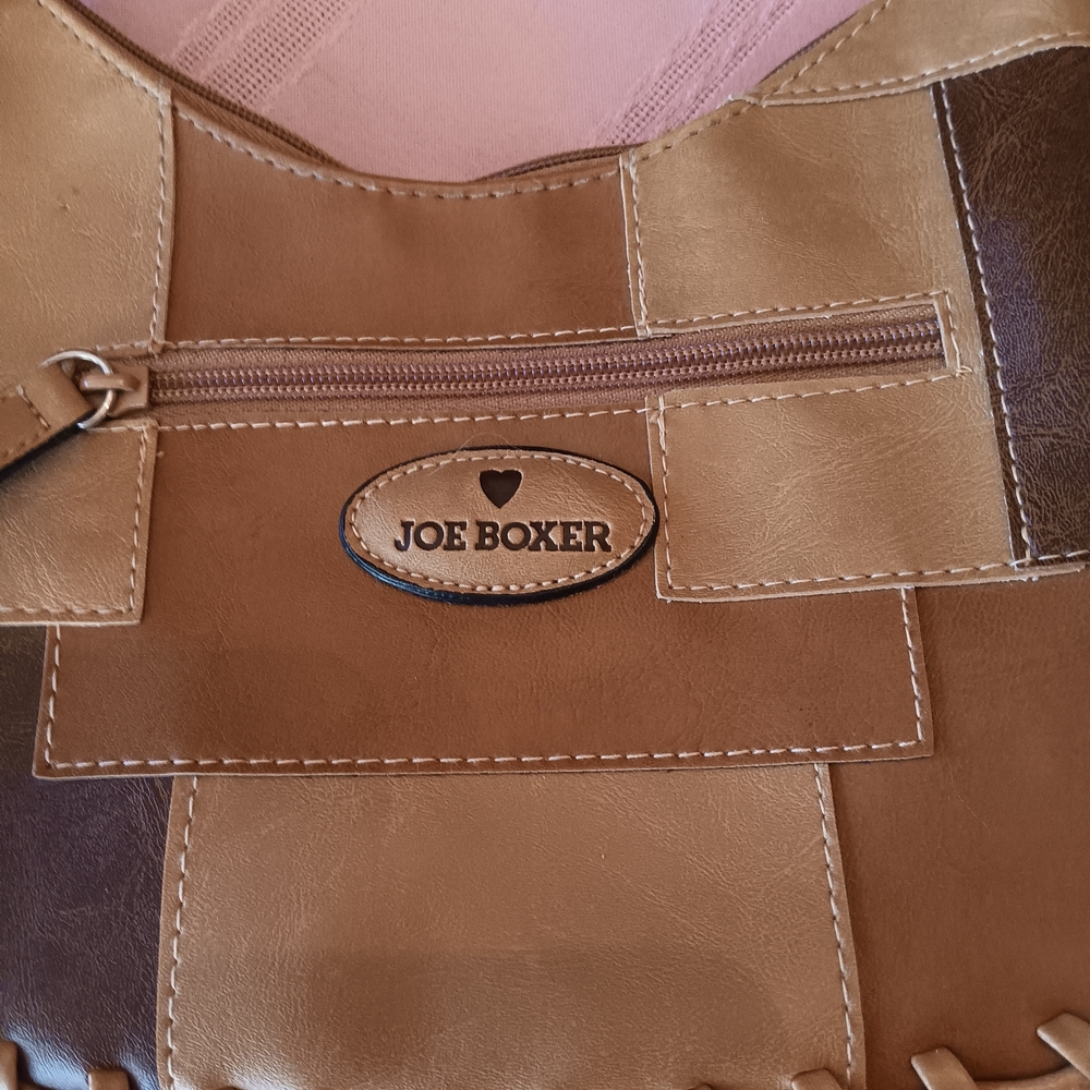 Joe Boxer Tan Patchwork Shoulder Bag - Picture 3 of 7